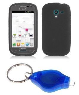 Black Silicone Gel Cover + Atom LED Keychain Light for Samsung Galaxy Exhibit T599 (T Mobile, Metro PCS): Cell Phones & Accessories