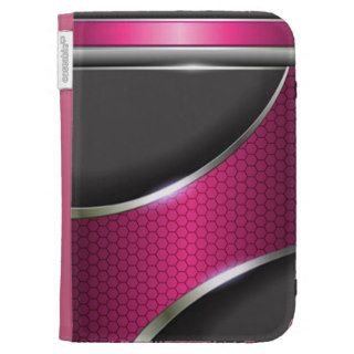 Silver Metallic Bling Hi Tech Design & Pink Kindle 3G Cases