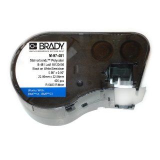 Brady M 97 481 Polyester B 481 Black on White StainerBondz Label Maker Cartridge, 57/64" Width x 57/64" Height, For BMP51/BMP53 Printers: Industrial & Scientific