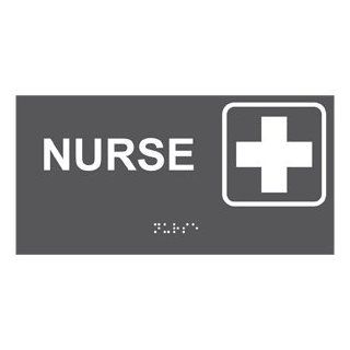 ADA Nurse Braille Sign RSME 481 SYM WHTonCHGRY Wayfinding : Business And Store Signs : Office Products