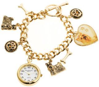Marcel Drucker Women's 24 497 Gold Tone Yorkie Charm Bracelet Watch: Watches