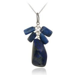 Glitzy Rocks Sterling Silver Lapis Cluster Necklace Glitzy Rocks Gemstone Necklaces