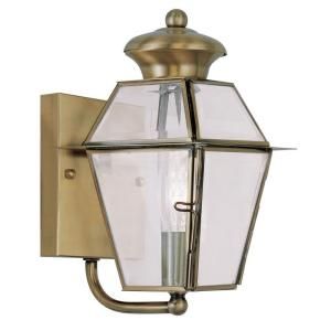 Filament Design Providence Wall Mount 1 Light Outdoor Antique Brass Incandescent Lantern CLI MEN2180 01