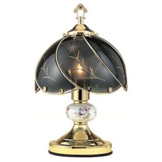 ORE International 23.5 in. Floral Brushed Gold Touch Lamp K311