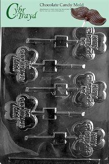 Cybrtrayd P016 Happy St. Patrick's Day Clove Chocolate Candy Mold with Exclusive Cybrtrayd Copyrighted Chocolate Molding Instructions plus Optional Candy Packaging Bundles: Candy Making Molds: Kitchen & Dining