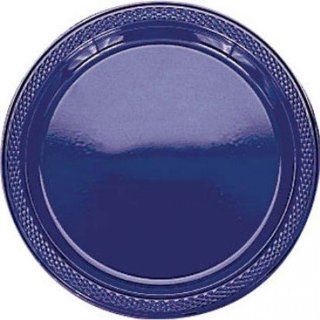Round Plastic Plates  20ct (9 inch, Navy Flag Blue) Kitchen & Dining