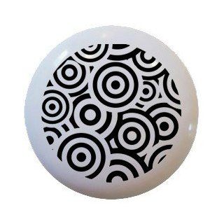 Black White Retro Pattern Ceramic Knobs Pulls Kitchen Drawer Cabinet Vanity 503   Cabinet And Furniture Knobs