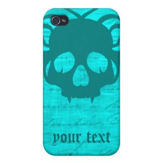 Cute fanged vampire skull aqua teal version iPhone 4/4S covers