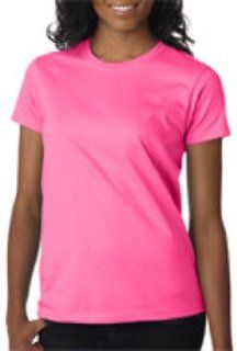Gildan Ladies' T Shirt Safety Pink (50/50) 2Xl 