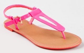 Qupid ATHENA 491 Patent Slingback Thong Flat Sandal: Shoes