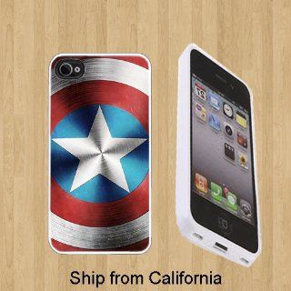 Captain America Shield Custom Case/Cover FOR Apple iPhone 5** WHITE** Rubber Case ( Ship From CA ) Cell Phones & Accessories