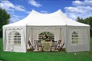 29'x21' Decagonal Wedding Party Tent Canopy Gazebo Heavy Duty Water Resistant White  Family Tents  Patio, Lawn & Garden