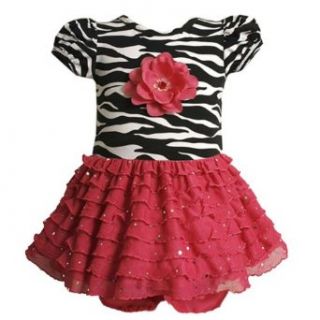 Size 18M BNJ 3569B 2 Piece FUCHSIA PINK BLACK WHITE ZEBRA PRINT FOIL DOT TIERED DROP WAIST Special Occasion Girl Party Dress, B13569 Bonnie Jean Baby/INFANT: Infant And Toddler Dresses: Clothing