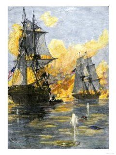 U.S. Fleet of Oliver H. Perry during His Naval Victory over the British on Lake Erie in 1813 Giclee Print Art (9 x 12 in) : Everything Else