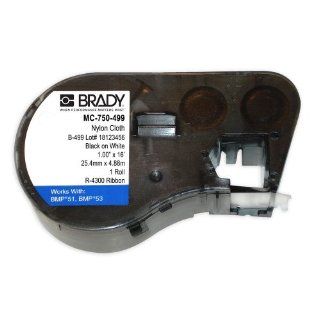 Brady MC 750 499 Nylon Cloth B 499 Black on White Label Maker Cartridge, 16' Width x 3/4" Height, For BMP51/BMP53 Printers: Industrial & Scientific