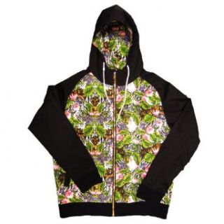 Born Fly Flower Tiger Zip Up Hoody (2XL) at  Mens Clothing store: