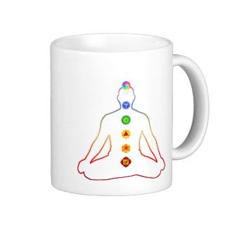 Yoga Asana Siddhasana Pose with 7 Chakras Coffee Mugs