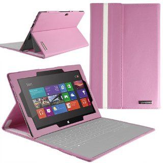 Evecase UltraPortable Keyboard Portfolio Stand Leather Case Cover for Microsoft Surface RT   Pink: Computers & Accessories