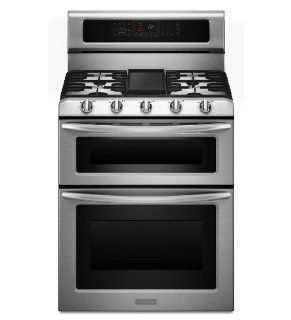 KitchenAid Architect Series II KDRS505XSS 30 Freestanding Dual Fuel Double Oven Range, Self Clean: Appliances