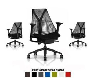 Herman Miller Sayl Chair Home Office Desk Task Chair   SAYL Work Chair with Fully Adjustable Black Arms, Tilt Limiter, Adjustable Seat Depth, Black Y Tower Back and Base, No Adjustable Lumbar Support, Black Back Rest Suspension, Black Crossing Fabric Seat 