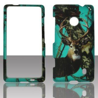 Blue Camo Buck Deer 2D Rubberized Design for Nokia Lumia 521 Cell Phone Snap On Hard Protective Case Cover Skin Faceplates Protector: Cell Phones & Accessories