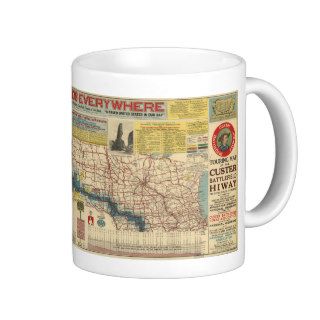 Custer Battlefield Scenic Highway Map   Vintage Coffee Mugs