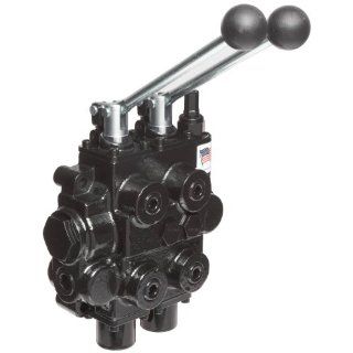 Prince RD522EEAA5A4B1 Directional Control Valve, Monoblock, Cast Iron, 2 Spool, 4 Ways, 3 Positions, Open Center, Motor Spool, Spring Center, Lever Handle, 3000 psi, 25 gpm, In/Out: 3/4" NPT Female, Work 1/2" NPT Female: Hydraulic Directional Con