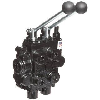 Prince RD522CCAA5A1A1 Directional Control Valve, Monoblock, Cast Iron, 2 Spool, 4 Ways, 3 Positions, Tandem, Spring Center, Lever Handle, 3000 psi, 25 gpm, In/Out: 3/4" NPT Female, Work 1/2" NPT Female: Hydraulic Directional Control Valves: Indus