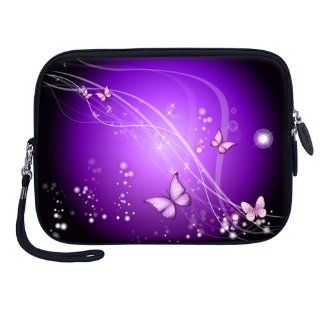 Meffort Inc 7 inch Tablet Carrying Case Sleeve Bag w Removable Handle for Apple iPad Mini / Samsung GALAXY / Kindle Fire and similar 6" 7" 8" Tablet eBook   Purple Swirl Butterfly Design: Computers & Accessories