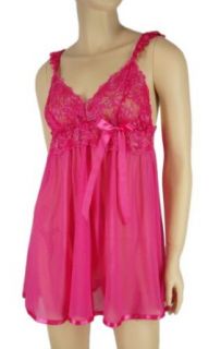 Alivila.Y Fashion Sexy Lace & Sheer Net Lingerie Sleepwear Sleep Dress Set With G String 507 Hot Pink One Size Fits Size 2 to 12 at  Womens Clothing store