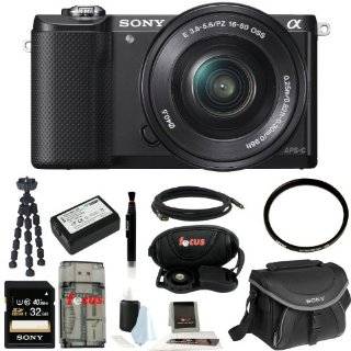 Sony ILCE5000LB ILCE 5000LB ILCE/500LB Alpha A5000 Mirrorless Digital Camera with 16 50mm Lens (Black) + Sony Class 10 32GB Memory Card + All in One High Speed Card Reader + Sony Soft Carry Case + Wasabi Power Battery for Sony NP FW50 + Accessory Kit : Cam