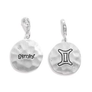 Sterling Silver Reversible Gemini Charm with Crystal Accents and Lobster Clasp: West Coast Jewelry: Jewelry