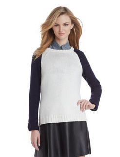 525 America Women's Crew Color Block High/Low Sweater at  Womens Clothing store