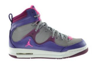 Jordan Girls Flight TR'97 (GS) Big Kids Basketball Shoes Electric Purple/Pink Cement Grey Raspberry 599939 509 4: Grey And Purple Girls Basketball Shoes: Shoes
