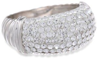 Sterling Silver Swarovski Elements Crystal, Rhodium Plated Ring: Jewelry