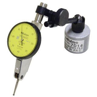 Mitutoyo 513 908 Dial Test Indicator and Mini Magnetic Stand, 8mm Stem Dia., Yellow Dial, 0 40 0 Reading, 40mm Dial Dia., 0 0.8mm Range, 0.01mm Graduation, +/ 0.008mm Accuracy: Industrial & Scientific