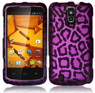 Rubberized Plastic Hard Cover Purple Leopard Snap On Case For ZTE Force N9100 (StopAndAccessorize): Cell Phones & Accessories