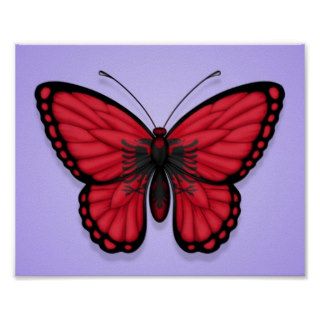 Albanian Butterfly Flag on Purple Print