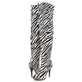 Wild Rose Furge02 Thigh High Boots Zebra: Shoes