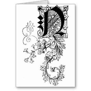 Monogram N with Acanthus Leaf Greeting Cards
