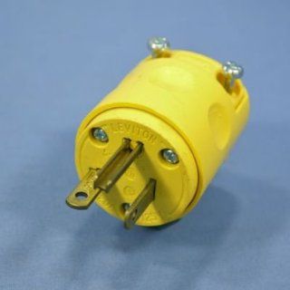 Leviton 520PV 20 Amp, 125 Volt, Plug, Grounding, Yellow   Electric Plugs  