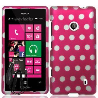 NOKIA LUMIA 521 PINK WHITE POLKA DOTS COVER SNAP ON HARD CASE + FREE CAR CHARGER from [ACCESSORY ARENA]: Cell Phones & Accessories