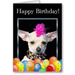 Happy Birthday Chihuahua Punk Greeting card