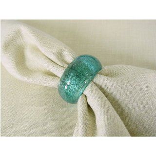 Solid Turquoise Aqua Glass Colored Napkin Rings Handmade, 6 Kitchen & Dining