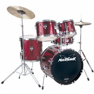 Nighthawk Standard 5 Piece Drum Set NHS525BK Wine Red Musical Instruments