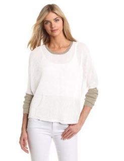 525 America Women's Color Block Crew Sweater, White Combo, Small at  Womens Clothing store: Pullover Sweaters