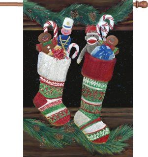 Premier Kites 52074 House Illuminated Flag, Christmas Stockings, 28 by 40 Inch : Outdoor Decorative Flags : Patio, Lawn & Garden
