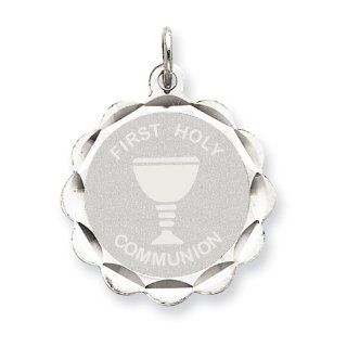 Sterling Silver First Holy Communion Disc Charm: West Coast Jewelry: Jewelry