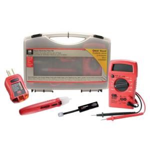 Home Electrical Test Kit (Digital Multimeter, Non contact, GFCI Outlet, and Dual Phone Line Testers PLUS Test Leads) TK 5HCN