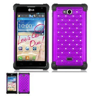 LG Spirit 4G MS870 Purple And Black Hardcore Spot Diamond Case: Cell Phones & Accessories